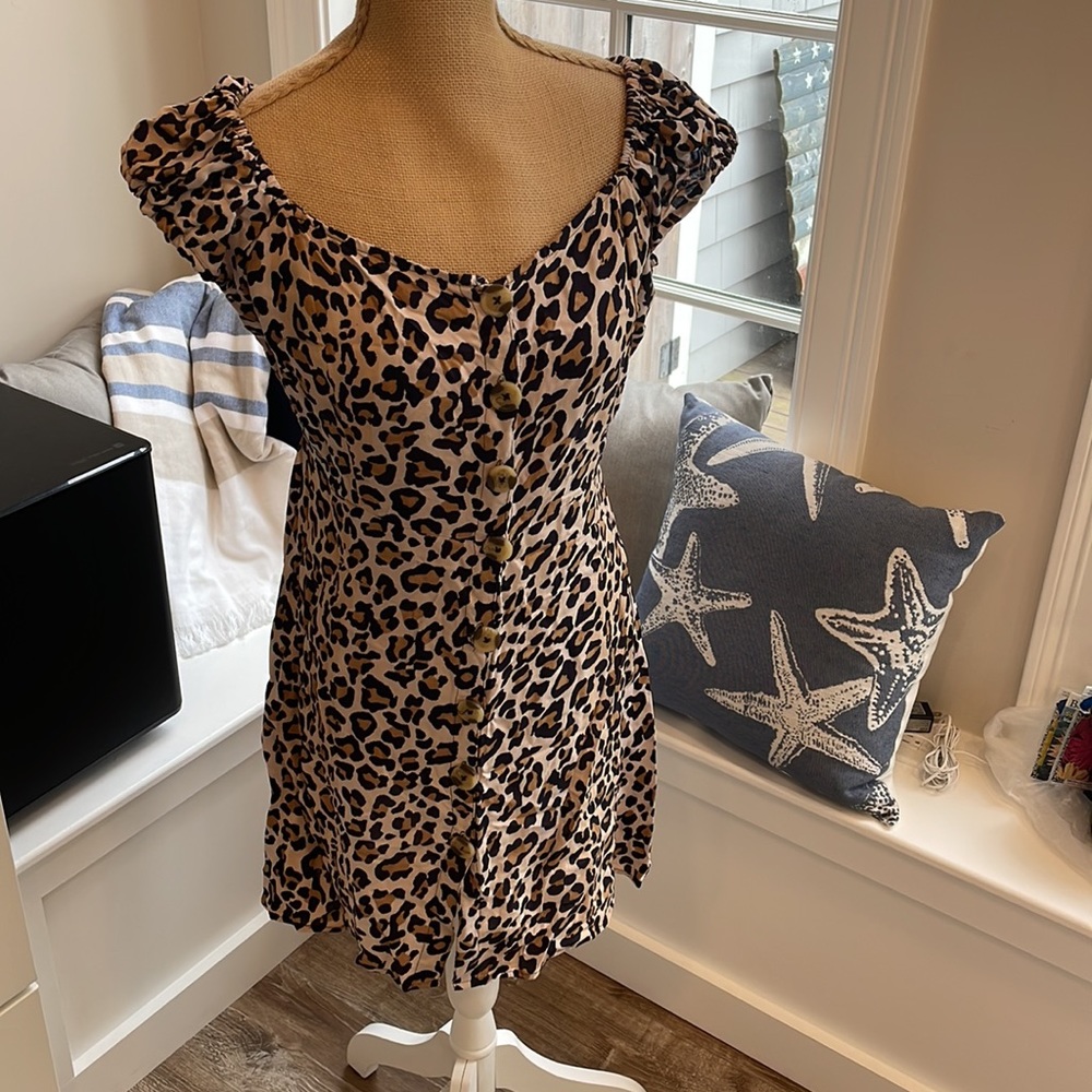 Angie Leopard off the shoulder dress